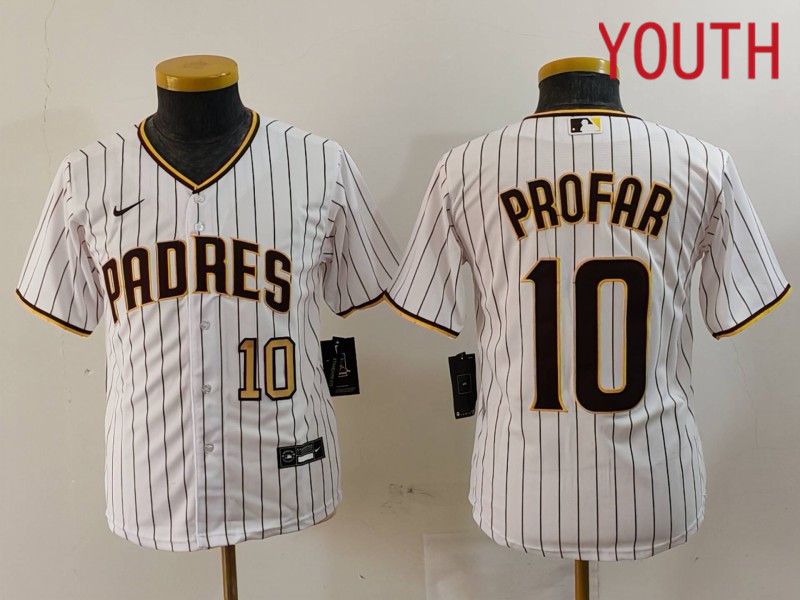Youth San Diego Padres #10 Profar White Stripe Game 2024 Nike MLB Jersey style 903->youth mlb jersey->Youth Jersey